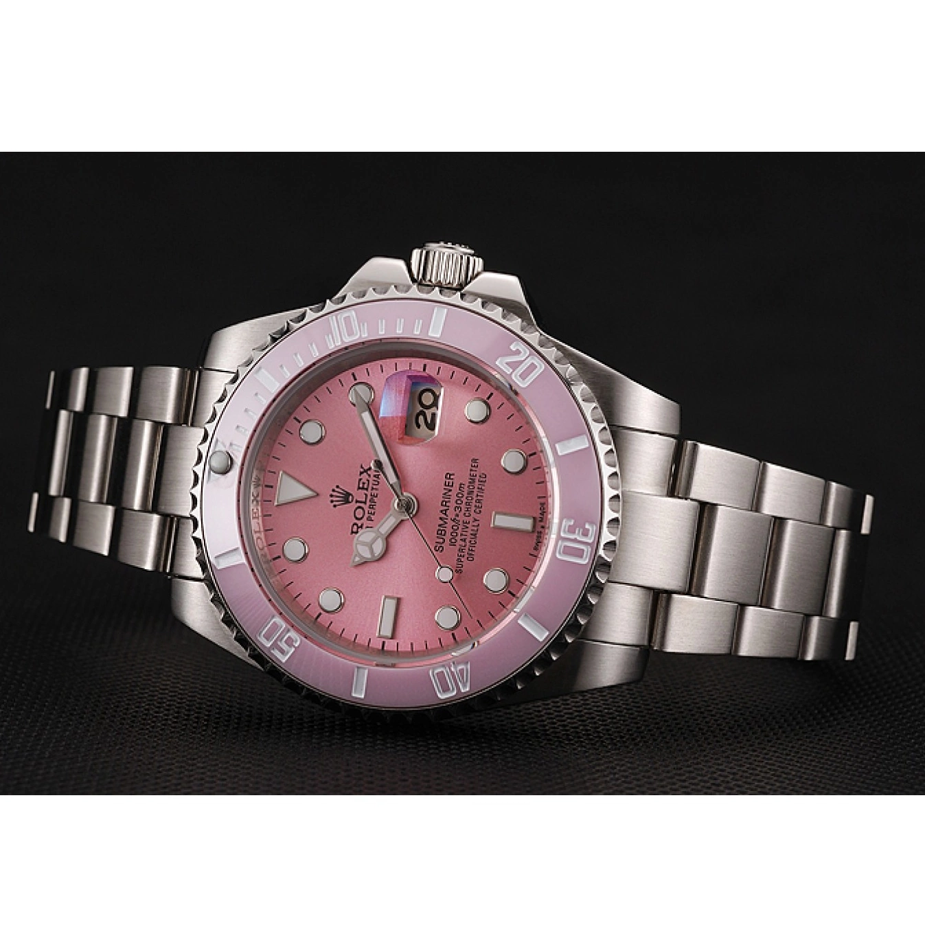 Aaa replica watch Pink Stainless Bracelet Rolex 1453865 Pink Submariner Steel Bezel Dial 0724
